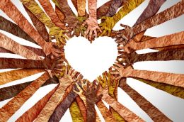 Many hands in shape of heart